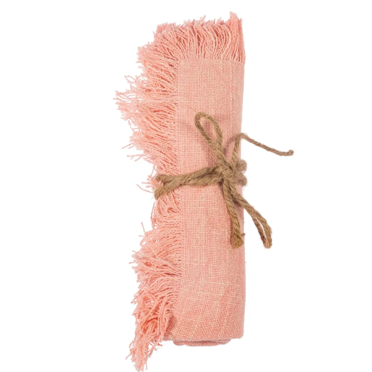 Pink Stonewash Placemats with Fringed Edge - Set of 2