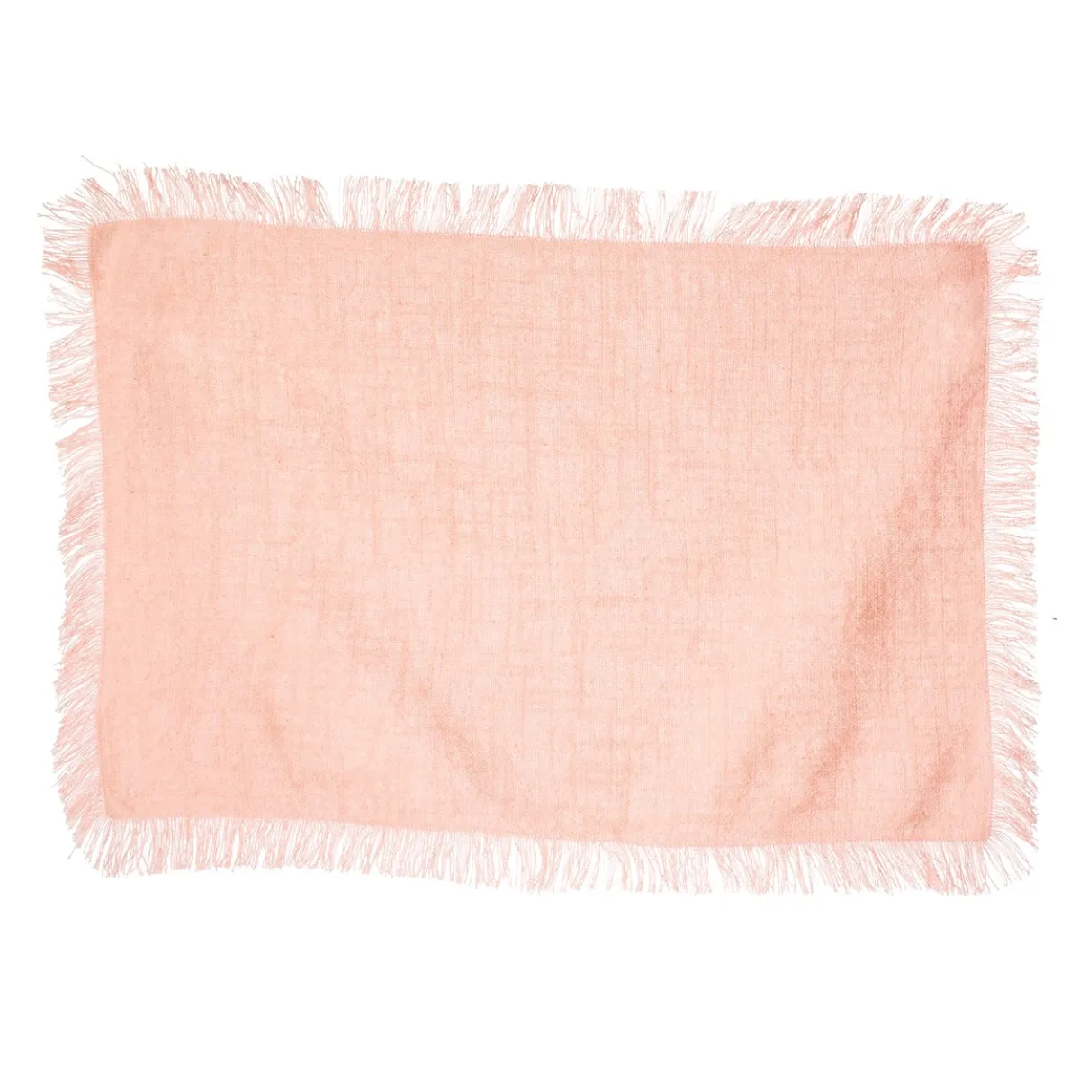 Pink Stonewash Placemats with Fringed Edge - Set of 2