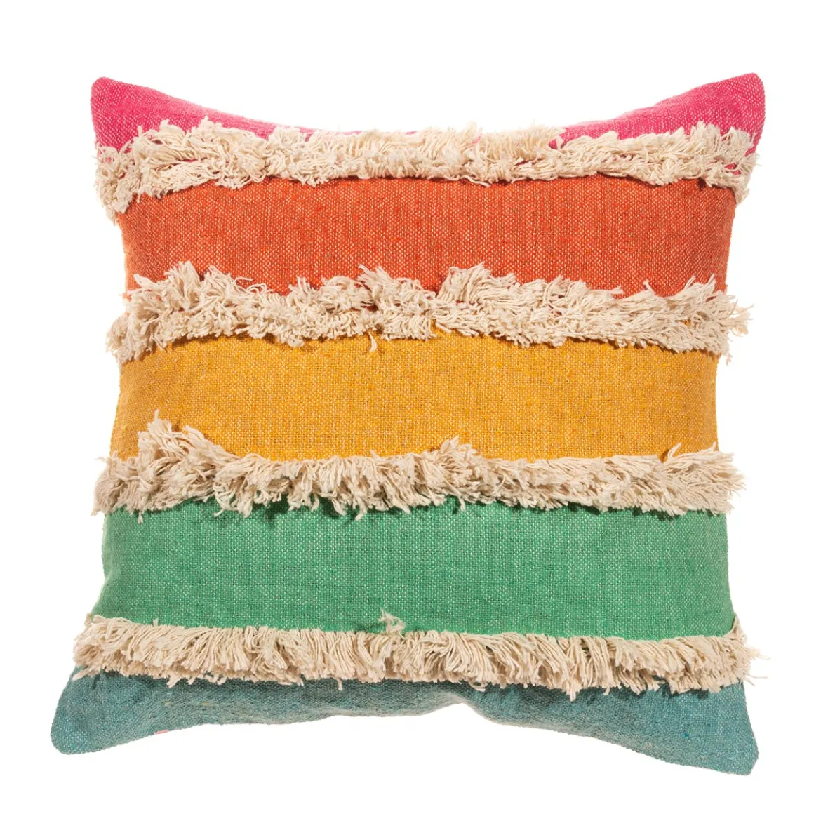 Rainbow Stripe Tufted Cushion Cover