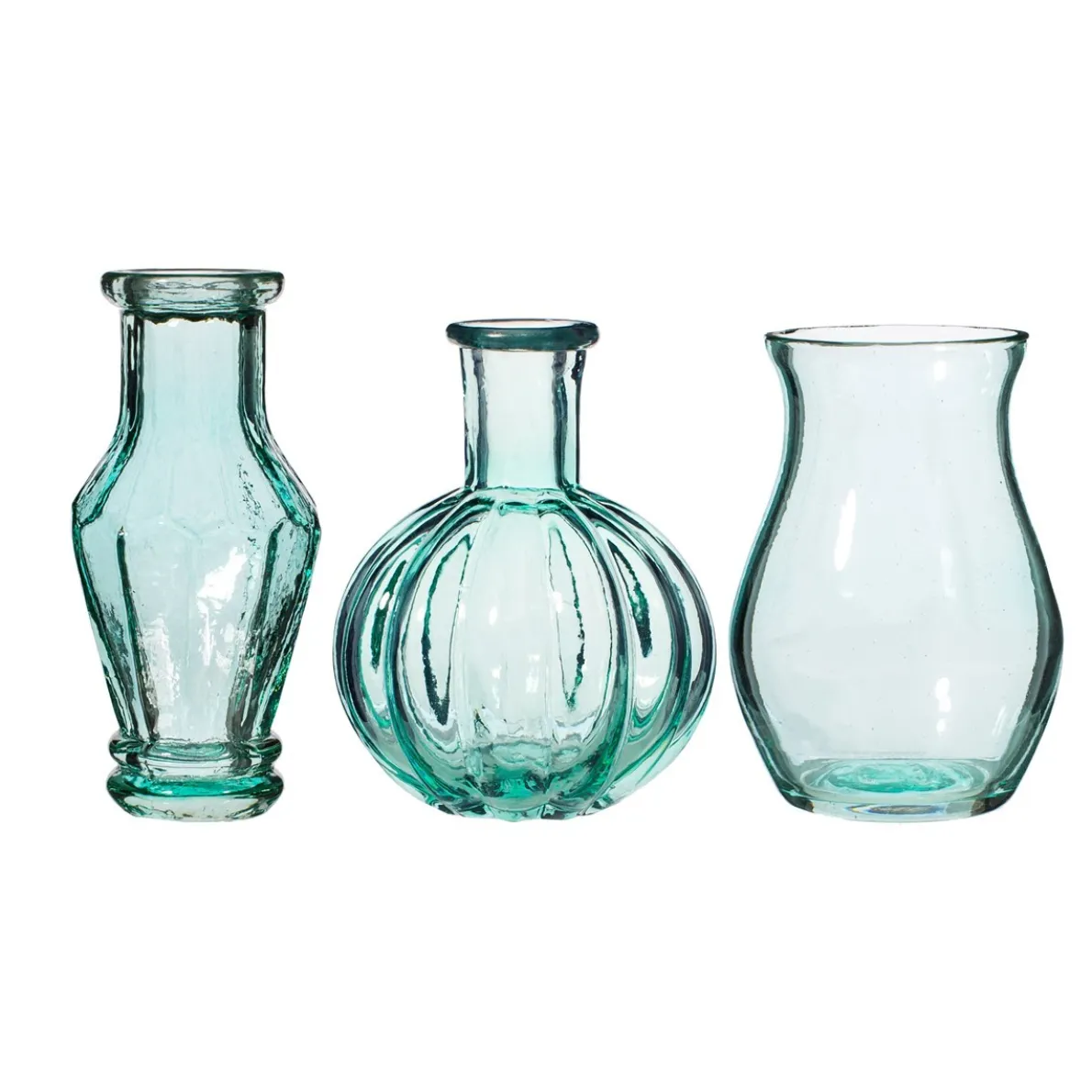 Recycled Glass Vintage Bud Vase Pale Blue - Set of 3