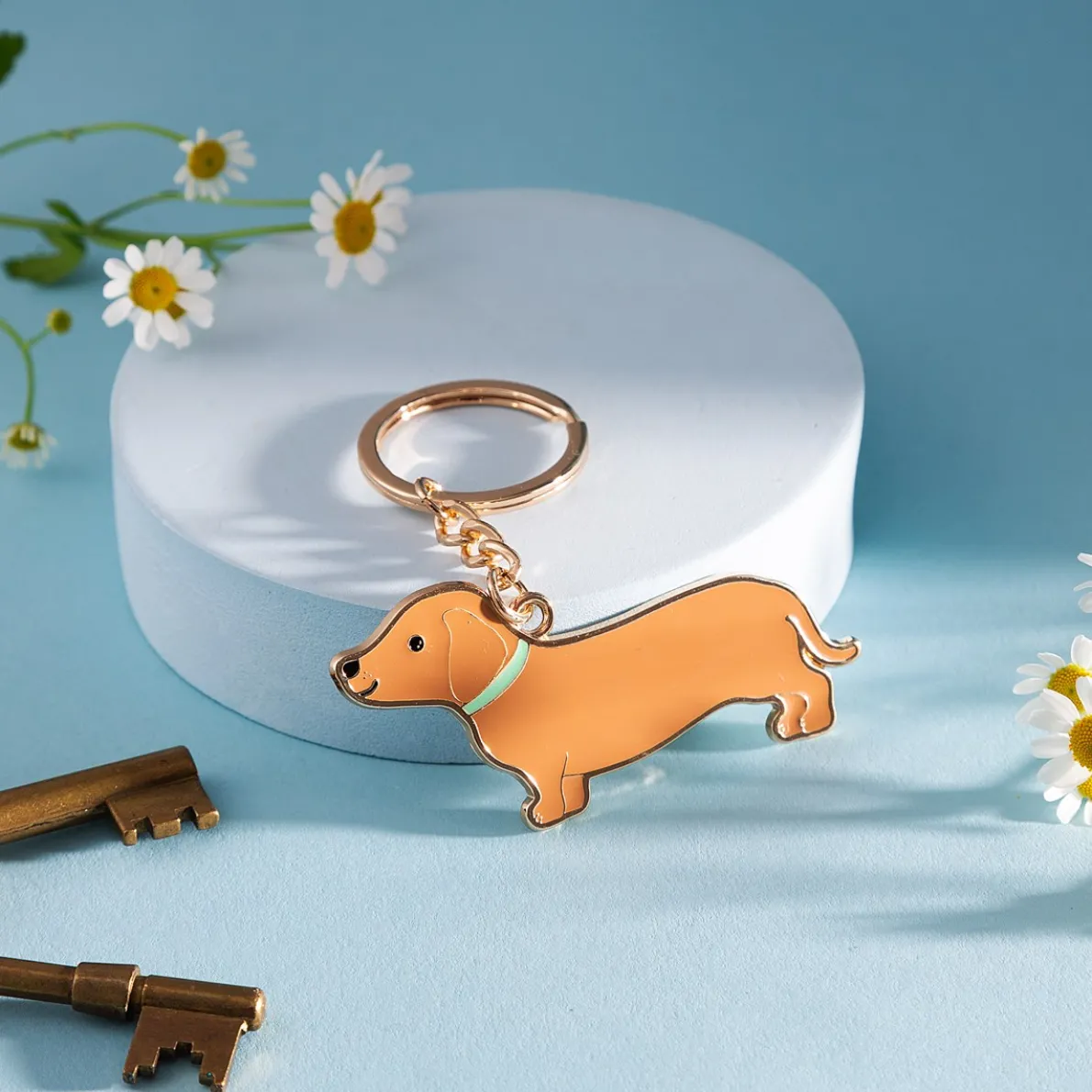 Sausage Dog Enamel Keyring