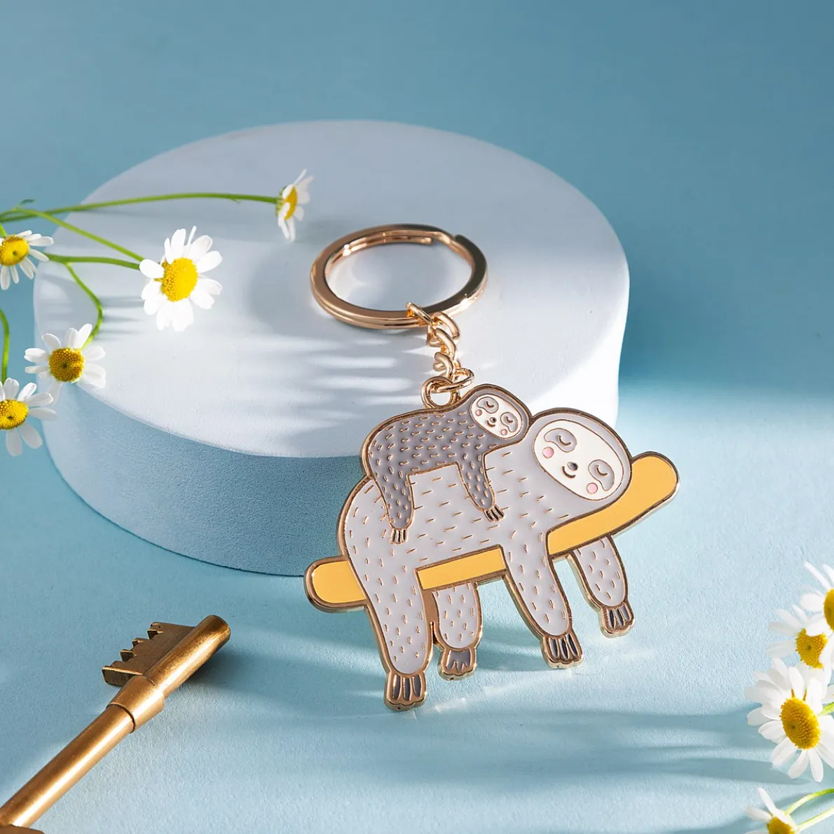 Sloth Enamel Keyring