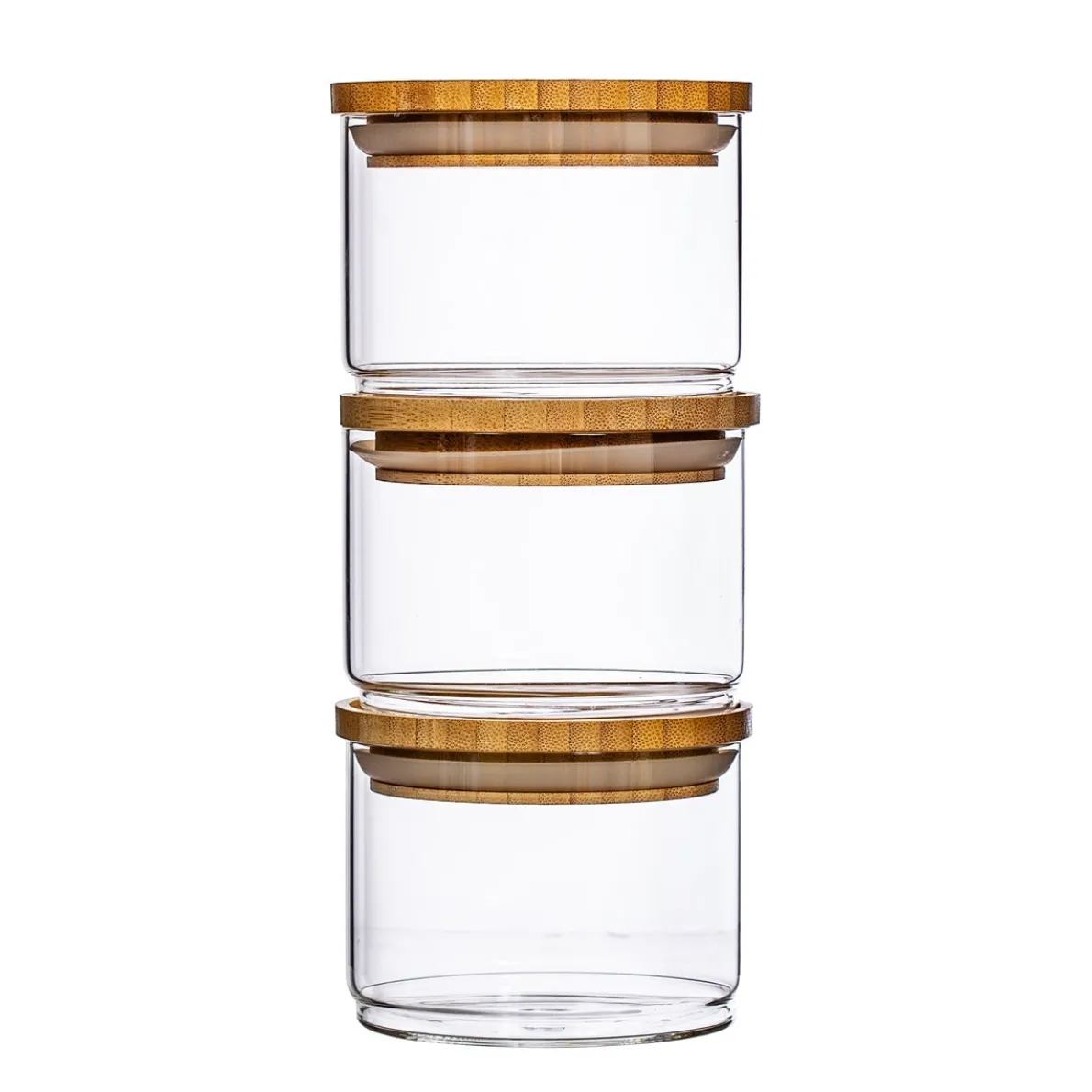 Stacking Glass Storage Jars - Set of 3