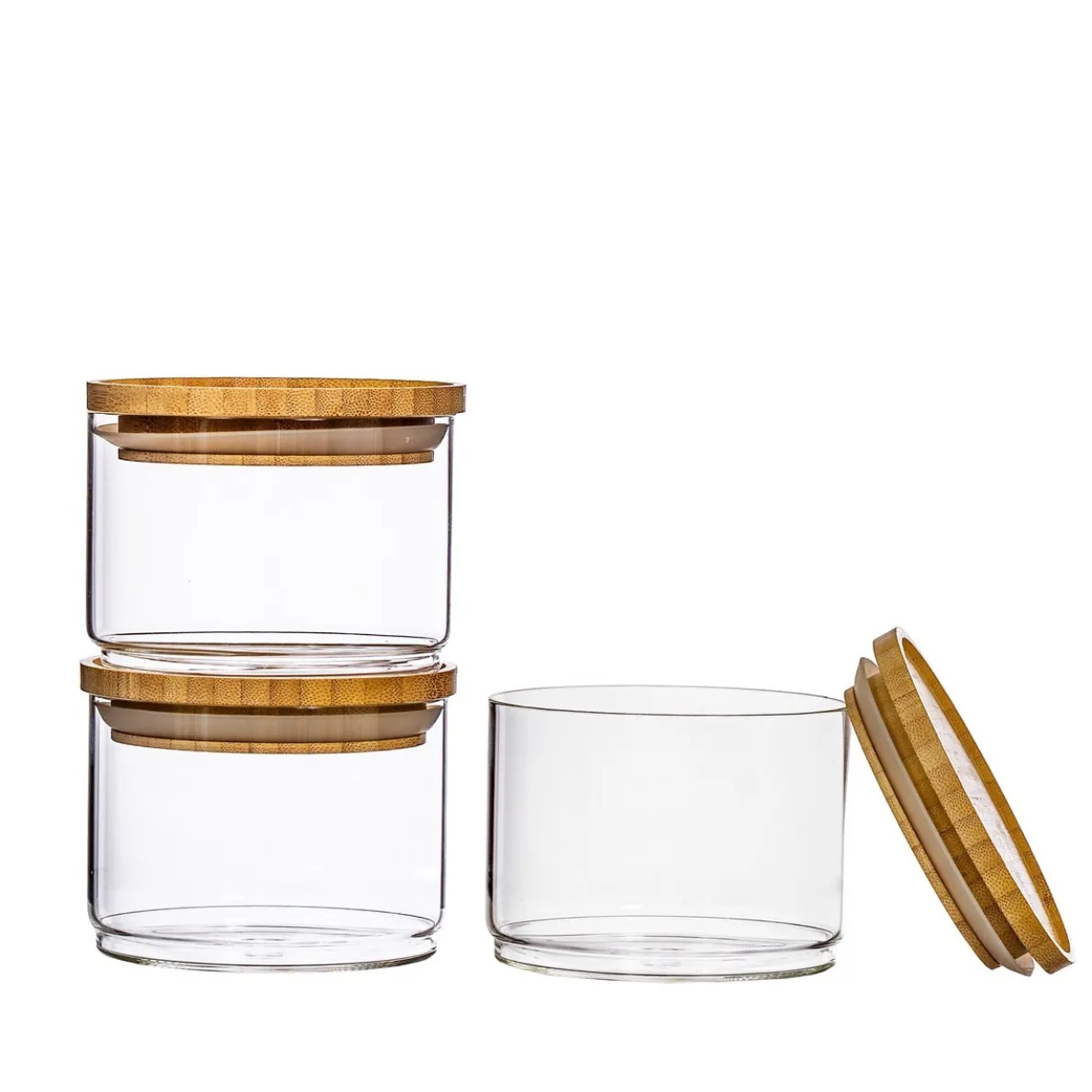 Stacking Glass Storage Jars - Set of 3
