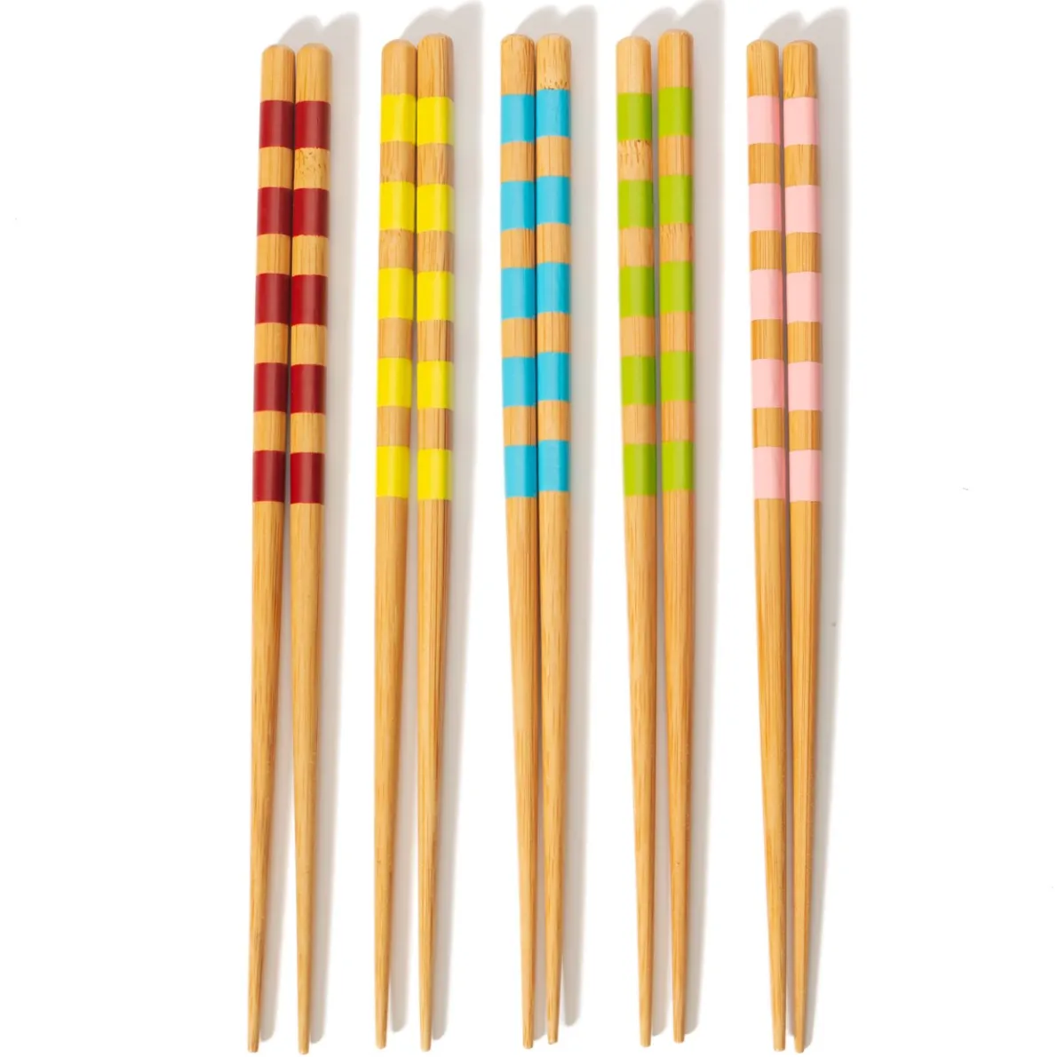Striped Bamboo Chopsticks - Set of 5