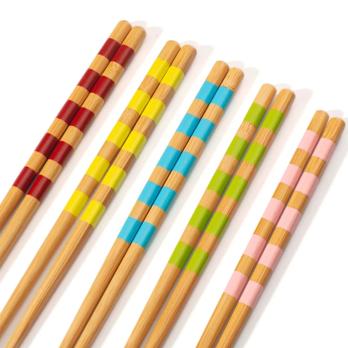 Striped Bamboo Chopsticks - Set of 5