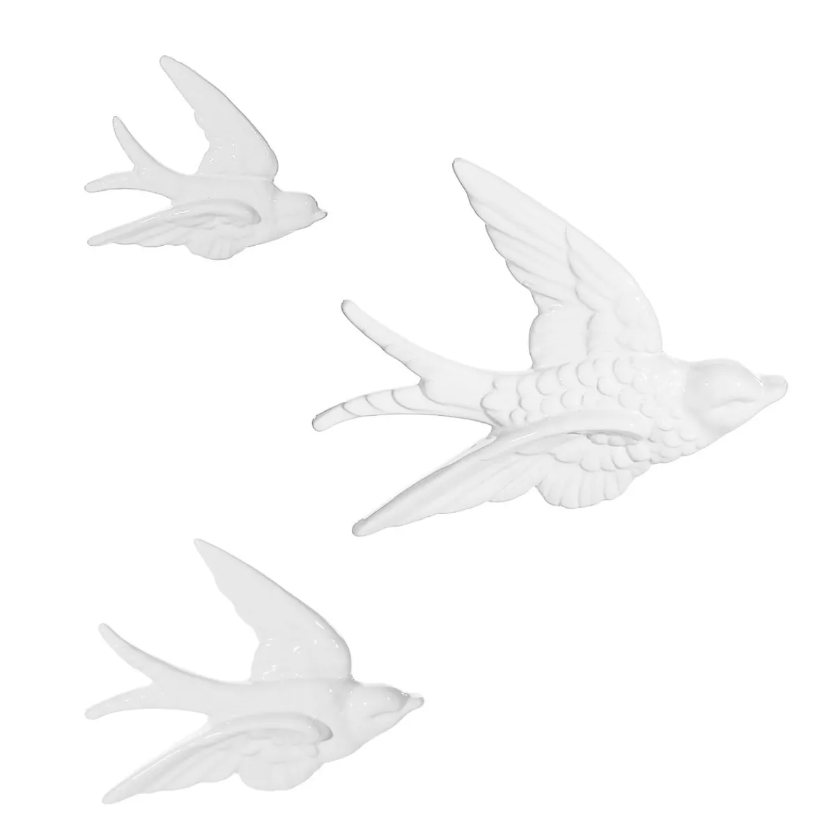 Swallow Wall Decorations White- Set of 3