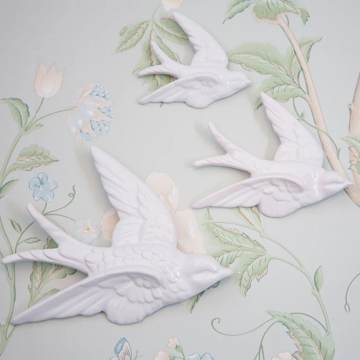 Swallow Wall Decorations White- Set of 3