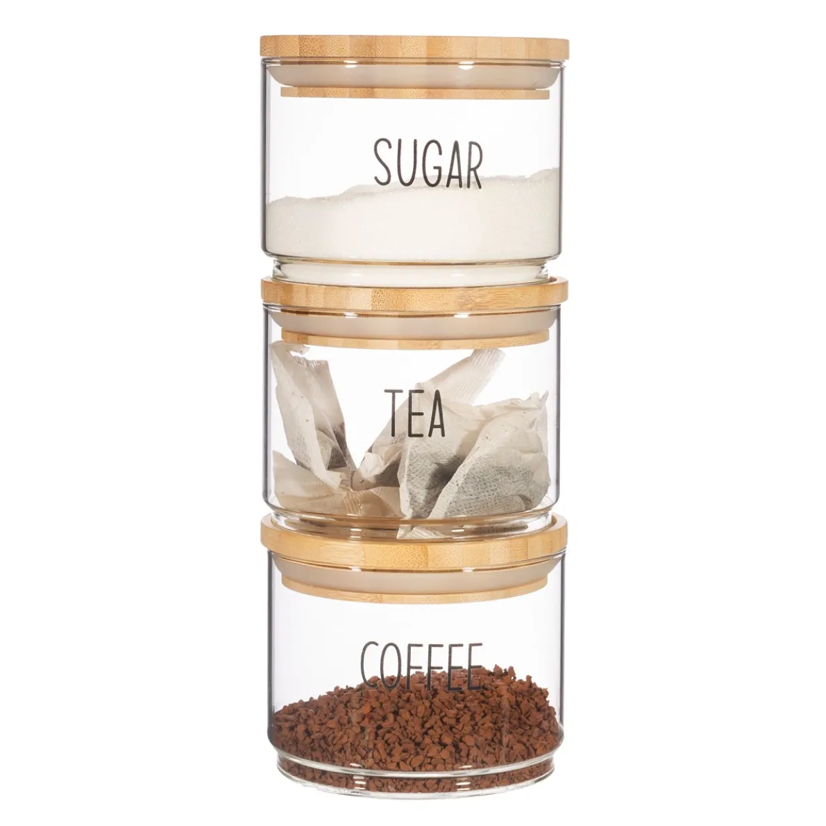 Tea, Coffee, Sugar Stacking Jars - Set of 3