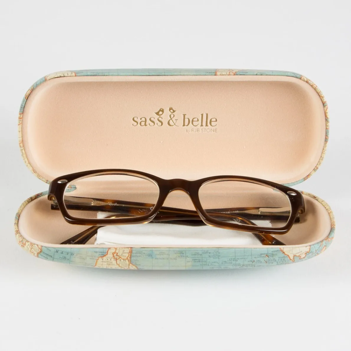 Vintage Map Glasses Case