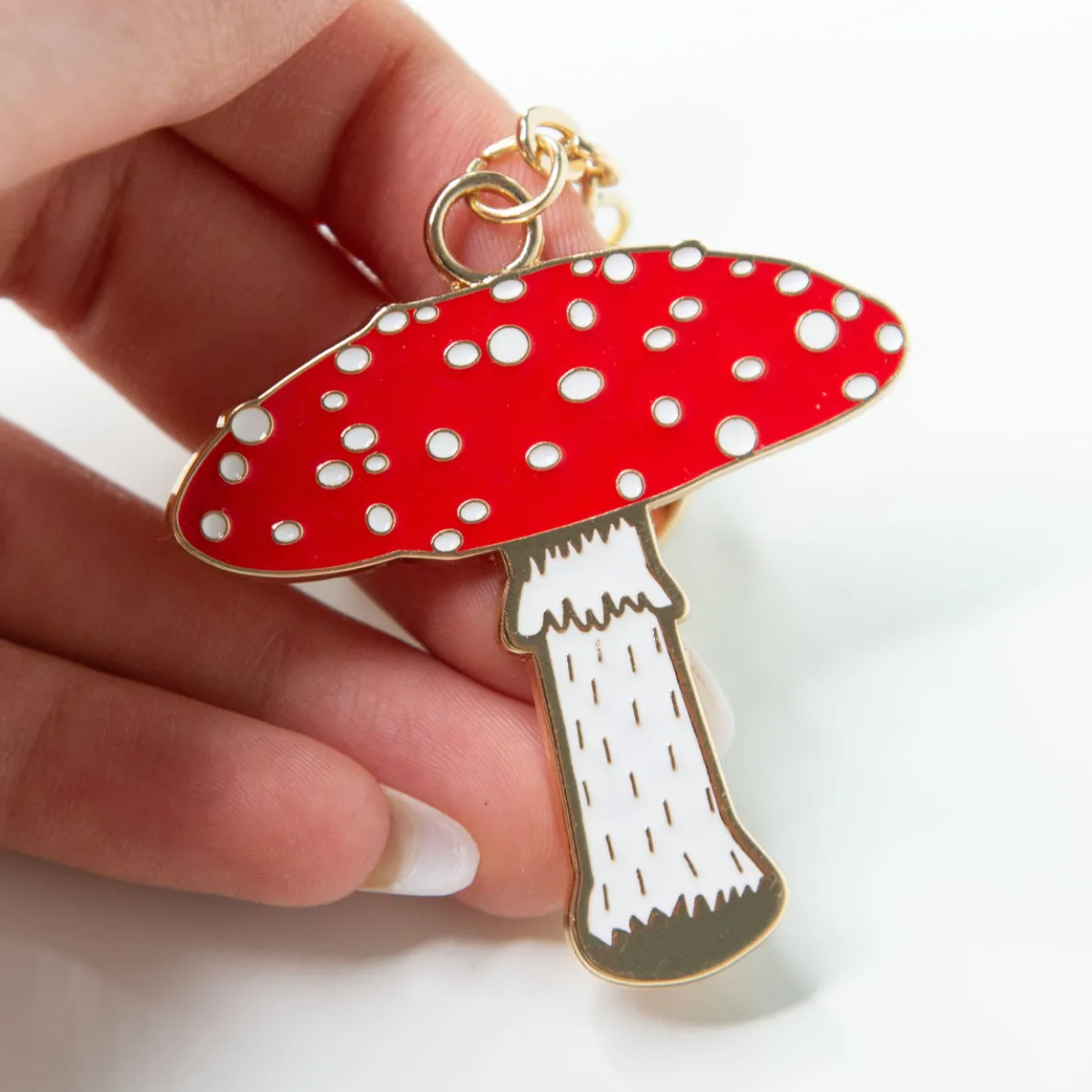 Vintage Mushroom Enamel Keyring