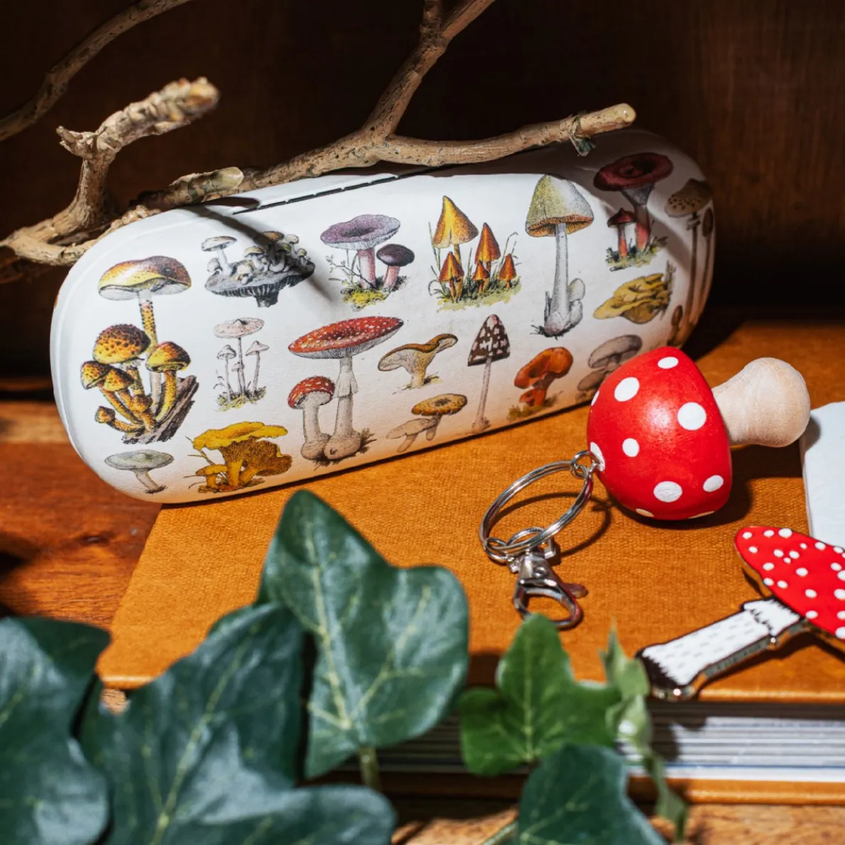 Vintage Mushroom Enamel Keyring