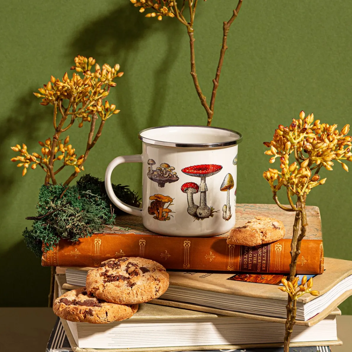 Vintage Mushroom Enamel Mug