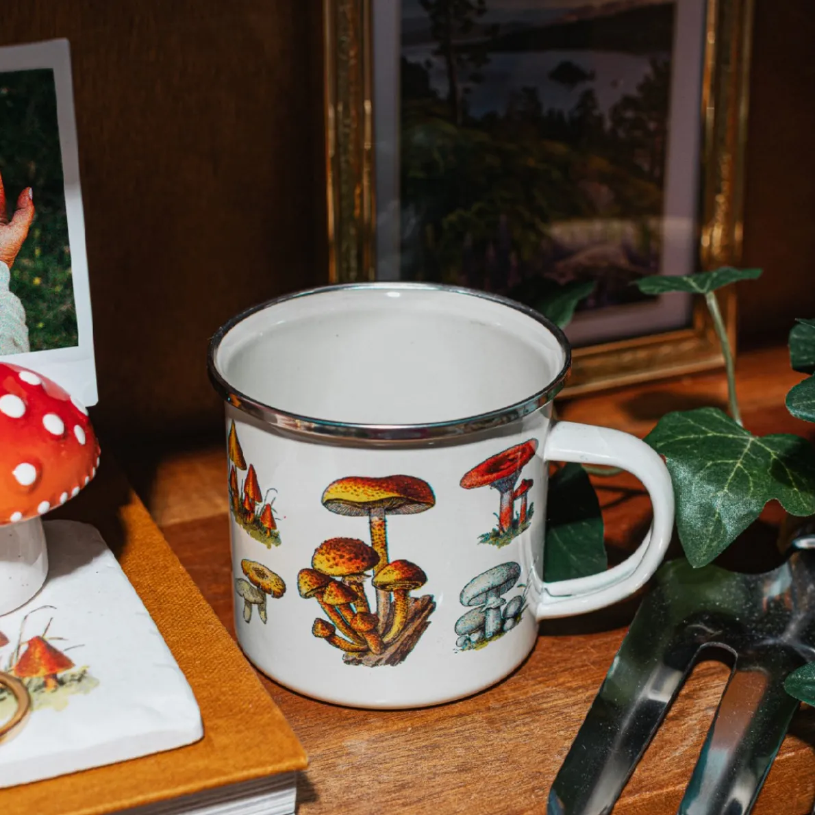 Vintage Mushroom Enamel Mug