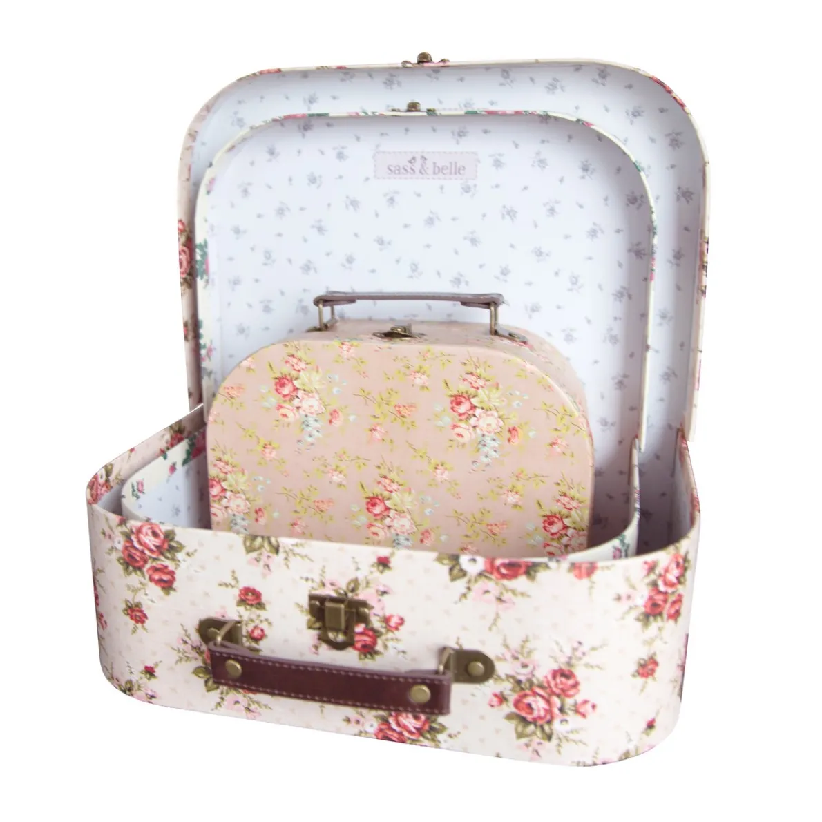 Vintage Rose Suitcases - Set of 3