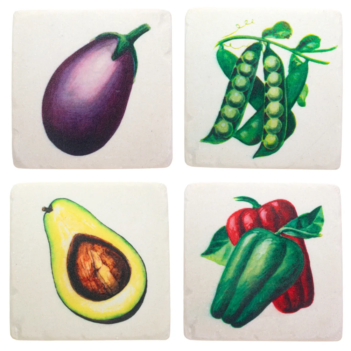 Vintage Vegetable Coasters - Set of 4